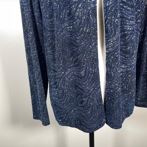 Jump Apparel Blue Silver Collar Neck Open Front Long Sleeve Jacket XL - Picture 5 of 11